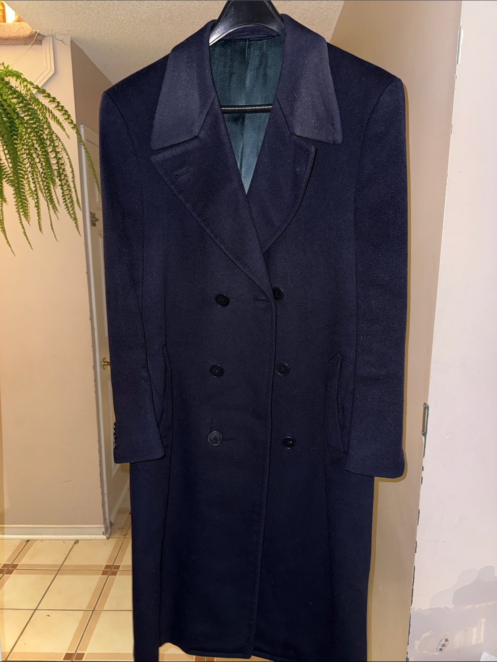 Men's Double-Breasted Navy Trench Coat